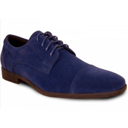 VANGELO Men Dress Shoe KING-4 Oxford Formal Tuxedo for Prom and Wedding Royal Blue - Wide Width Available - Ortholite Insole